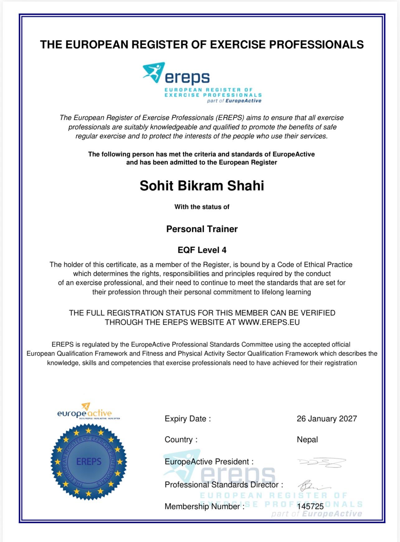 Certification